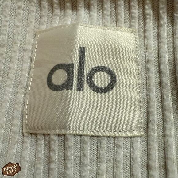 Alo Yoga Muse Hoodie & Sweatpants Ribbed Lounge 2 Piece Set Ivory Size Small - Picture 11 of 16